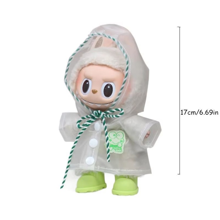 Heart-Print Macaron Doll Raincoat Outfit for 6.7-In Dolls