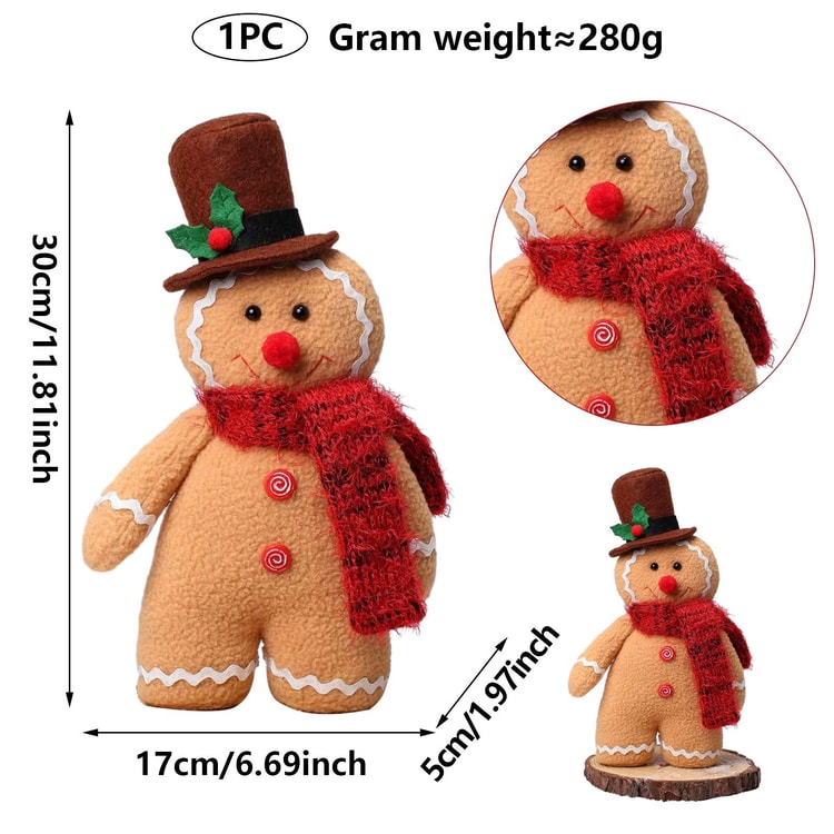 Gingerbread Man Doll Christmas, Plush Leg Dolls Xmas Tree Ornaments, New Year Kids Gift, Decorations for Home Party