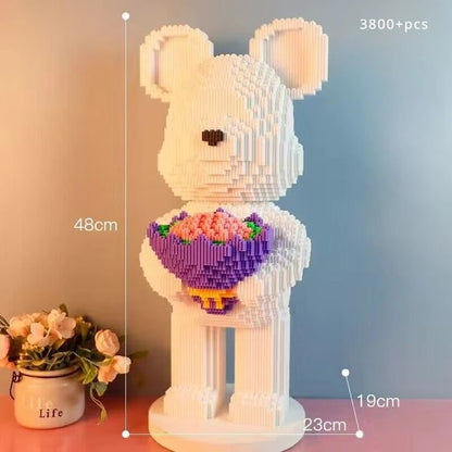 Flower Bear Building Blocks 3D Bear Brick Model DIY Collectible Gift for Kids & Adults