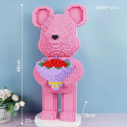 Flower Bear Building Blocks 3D Bear Brick Model DIY Collectible Gift for Kids & Adults