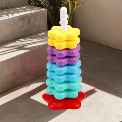Kids Gift, Montessori Baby Tower Game, Spinning and Stacking Rainbow Puzzle, Motor Skill Development
