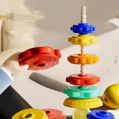 Kids Gift, Montessori Baby Tower Game, Spinning and Stacking Rainbow Puzzle, Motor Skill Development