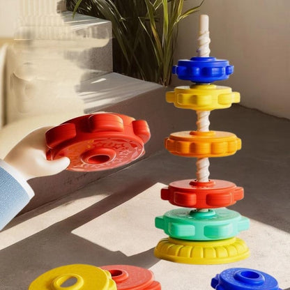 Kids Gift, Montessori Baby Tower Game, Spinning and Stacking Rainbow Puzzle, Motor Skill Development