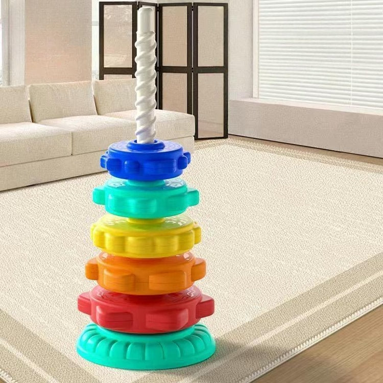 Kids Gift, Montessori Baby Tower Game, Spinning and Stacking Rainbow Puzzle, Motor Skill Development
