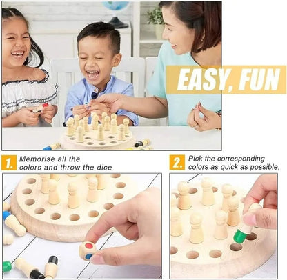Wooden Memory Match Stick Board Game Montessori Educational Puzzle for Kids and Family
