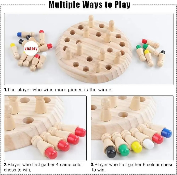 Wooden Memory Match Stick Board Game Montessori Educational Puzzle for Kids and Family